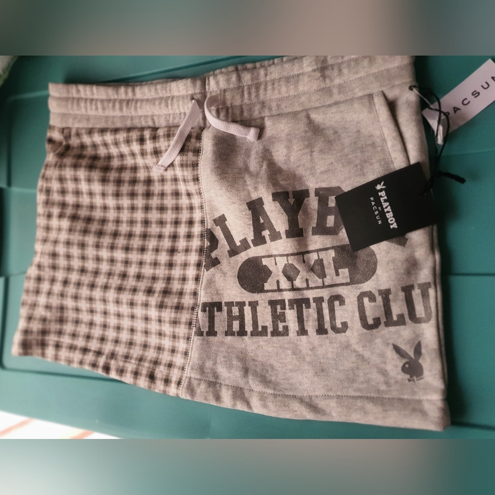 New Playboy Sweashirt Mini SKIRT sz med  Grey